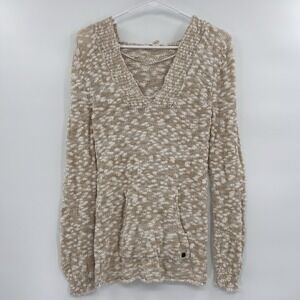 Roxy Womens Y2K Loose Knit Hooded Sweater Size M Beige Summer‎ Beach Surf Comfy